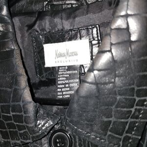 Neiman Marcus Black Embossed Leather Jacket